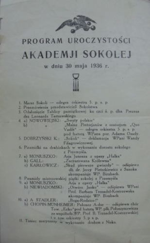 1936-Program uroczystości Akademii Sokolej,Sanok